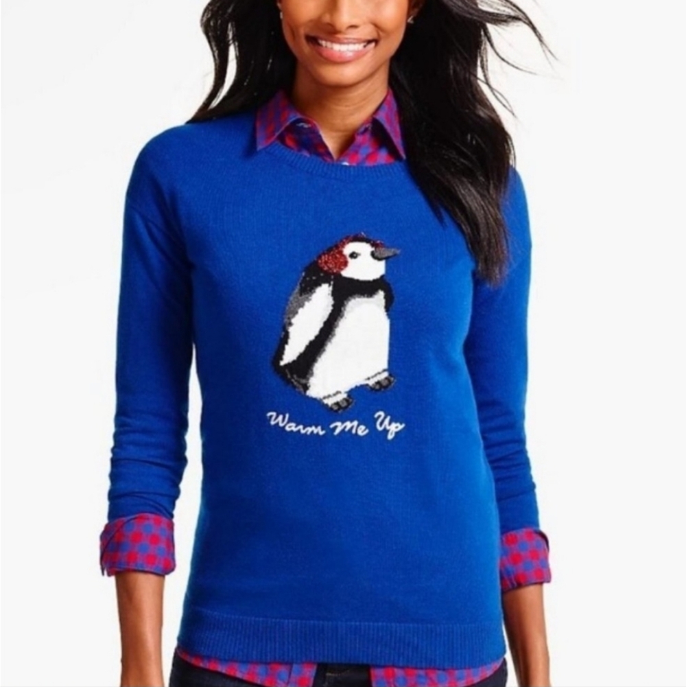 Talbots 'Warm me Up' Penguin Novelty Holiday Merinowool Blend Sweater